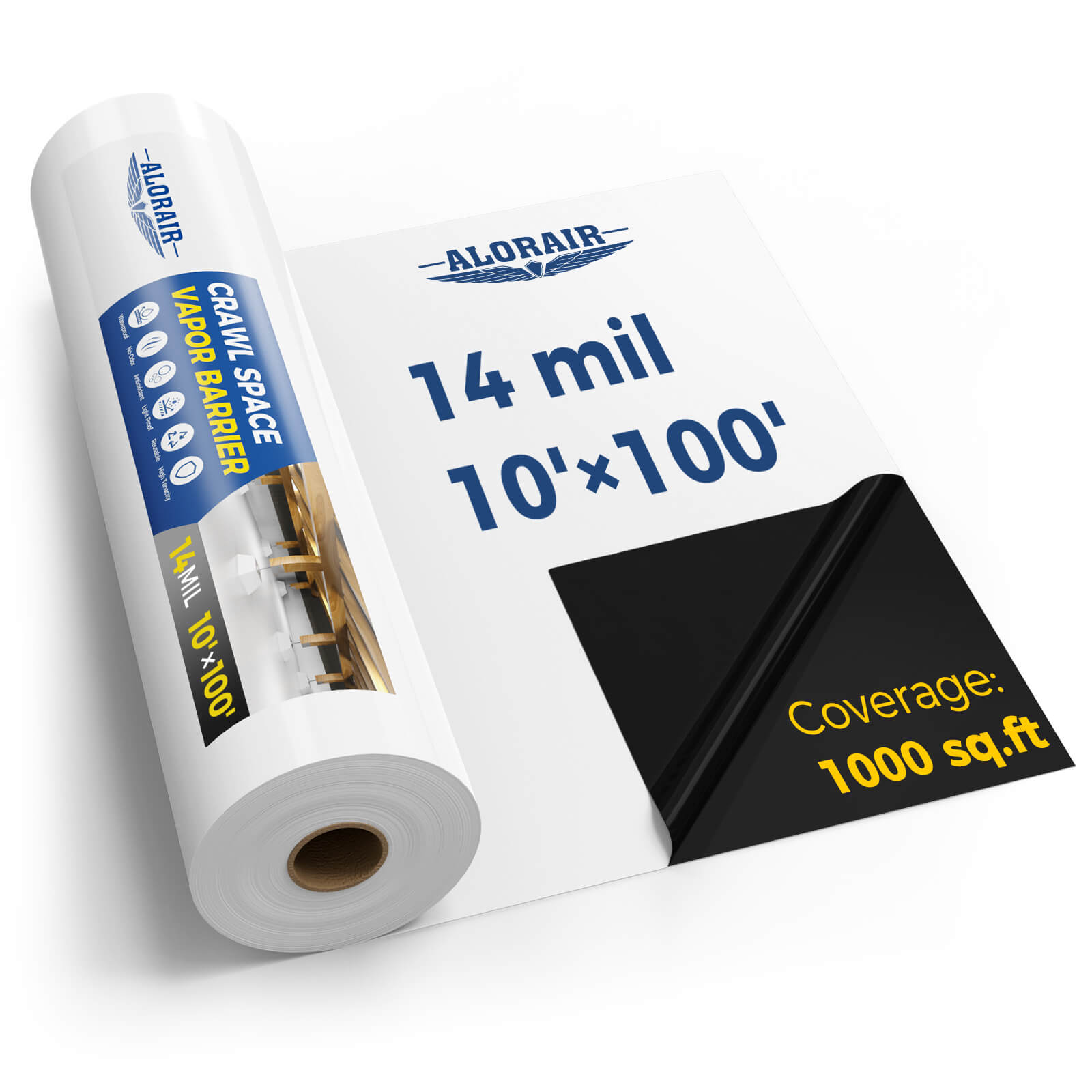 Alorair 14mil, 10'x100' Crawlspace Vapor Barrier